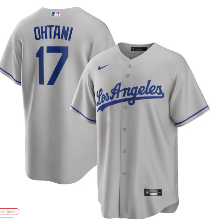 MLB Youth Los Angeles Dodgers #17 Ohtani Nike Gray jersey